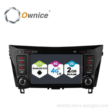Ownice Android 6.0 Cortex A53 4core DVD GPS radio for nissan qashqai x-trial support 4G + 16GB rom